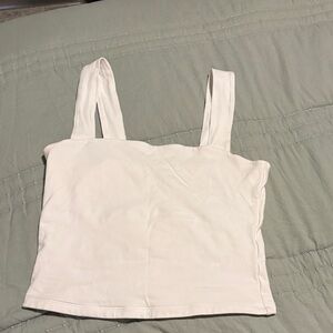 White Square Neck Cropped Tank Top - Women's